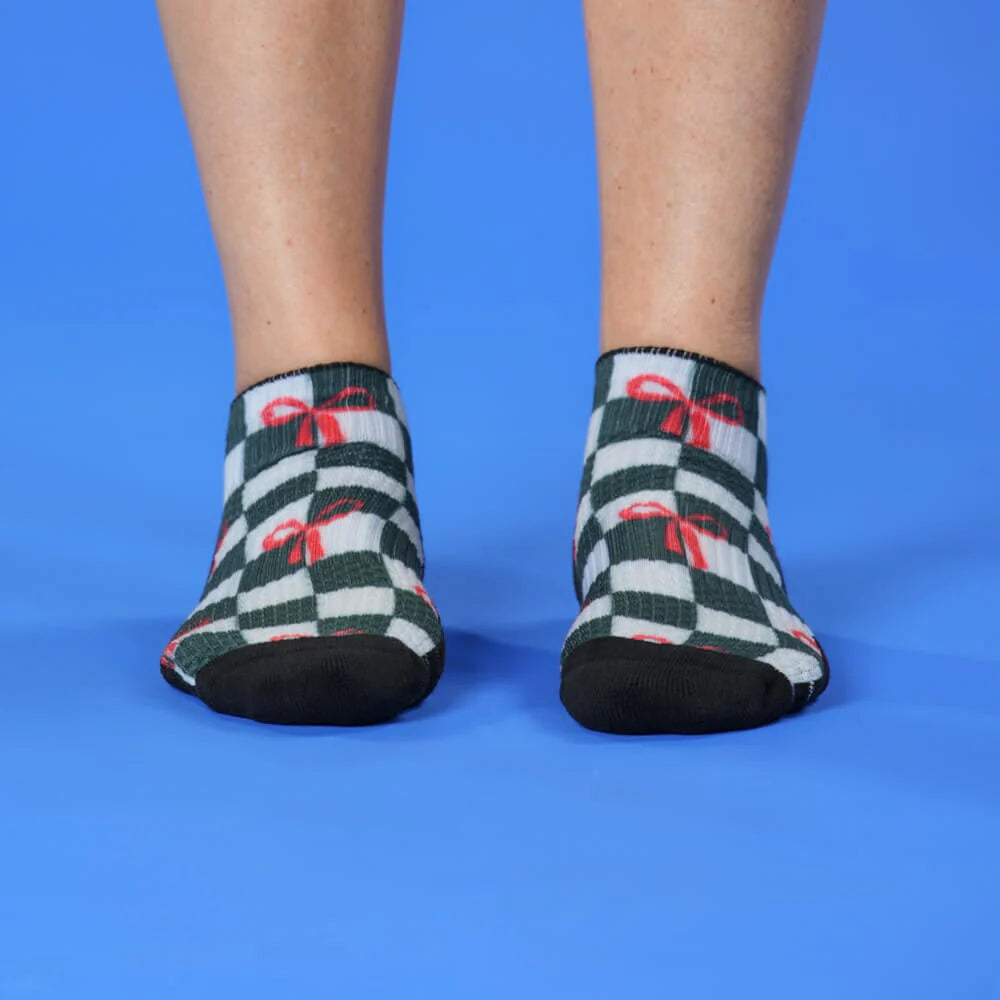 Checks & Bows Ankle Compression Socks