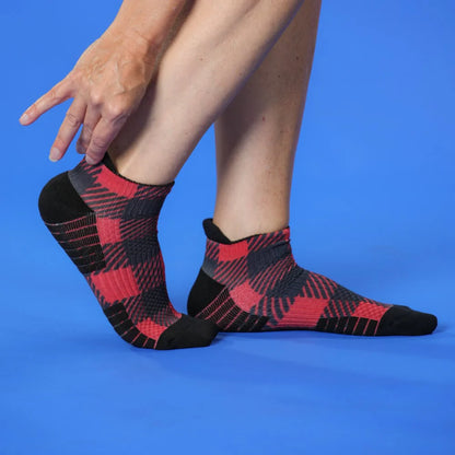 Red Plaid Ankle Compression Socks